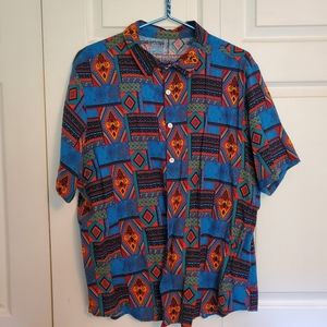 Men's Aztec Button Up Shirt XL.All of the buttons